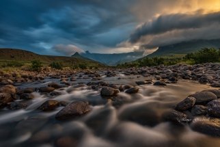 Beautiful Dramatic light Amphitheater Drakensberg. South Africa Photo Tour